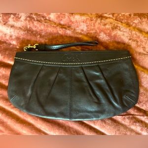 Coach Legacy pleated clutch black leather
